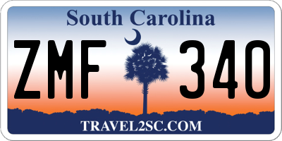SC license plate ZMF340