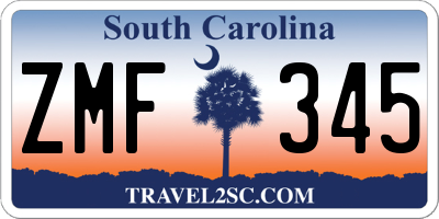 SC license plate ZMF345