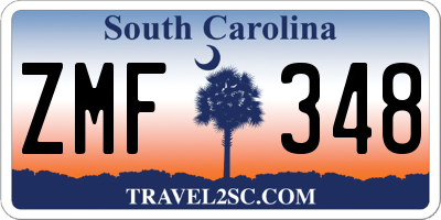 SC license plate ZMF348