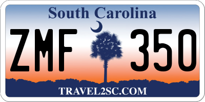SC license plate ZMF350