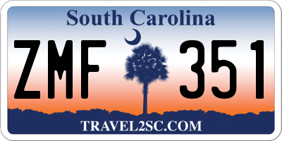 SC license plate ZMF351