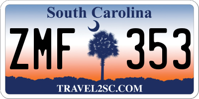 SC license plate ZMF353