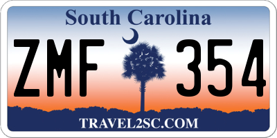 SC license plate ZMF354