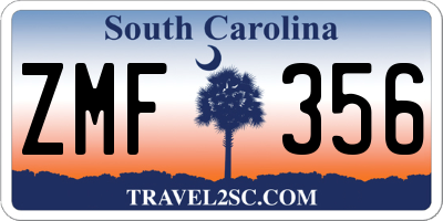 SC license plate ZMF356