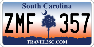 SC license plate ZMF357