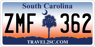 SC license plate ZMF362