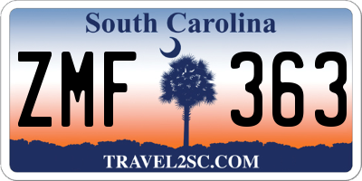 SC license plate ZMF363
