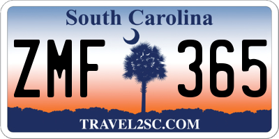 SC license plate ZMF365
