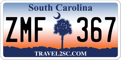 SC license plate ZMF367
