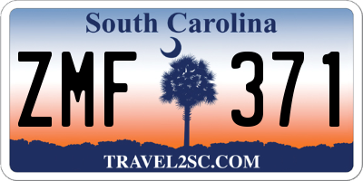 SC license plate ZMF371