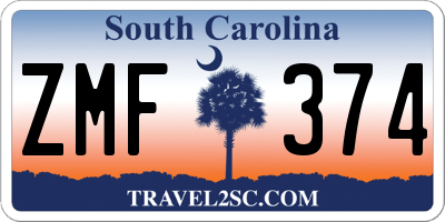 SC license plate ZMF374