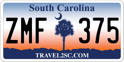 SC license plate ZMF375