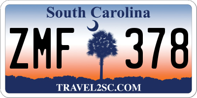 SC license plate ZMF378