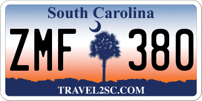 SC license plate ZMF380