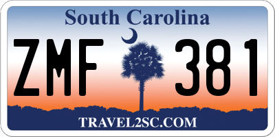 SC license plate ZMF381