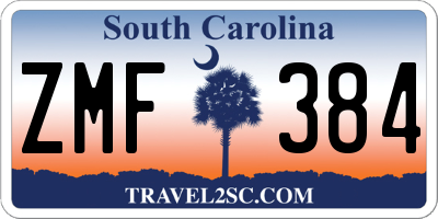 SC license plate ZMF384