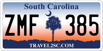 SC license plate ZMF385