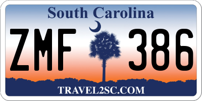 SC license plate ZMF386