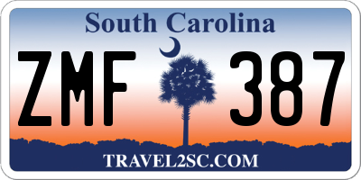 SC license plate ZMF387