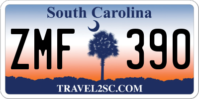 SC license plate ZMF390