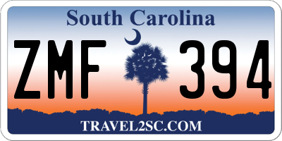 SC license plate ZMF394