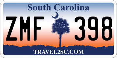 SC license plate ZMF398