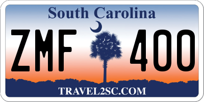SC license plate ZMF400