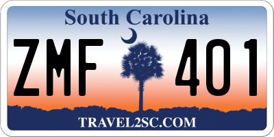 SC license plate ZMF401