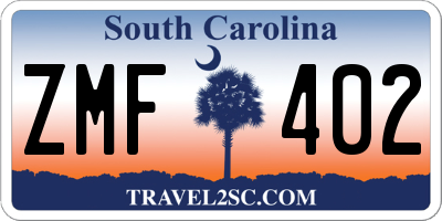 SC license plate ZMF402