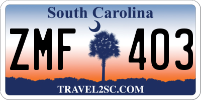 SC license plate ZMF403
