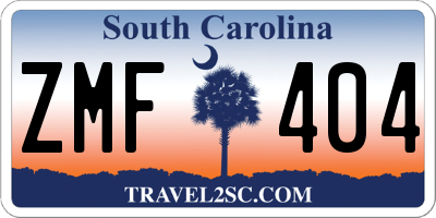 SC license plate ZMF404