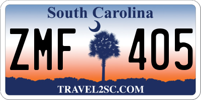SC license plate ZMF405