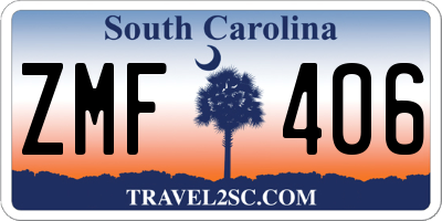SC license plate ZMF406