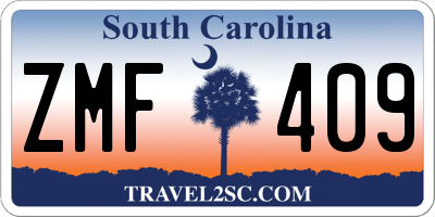 SC license plate ZMF409