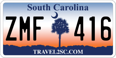SC license plate ZMF416