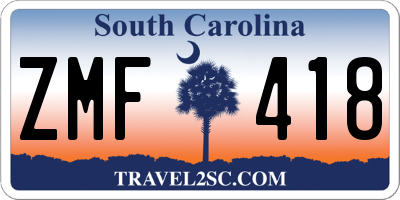 SC license plate ZMF418