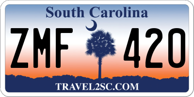 SC license plate ZMF420