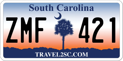 SC license plate ZMF421