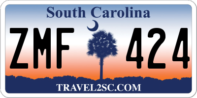 SC license plate ZMF424