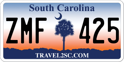 SC license plate ZMF425