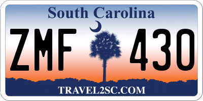 SC license plate ZMF430