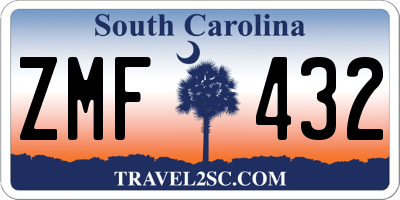 SC license plate ZMF432