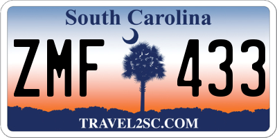 SC license plate ZMF433