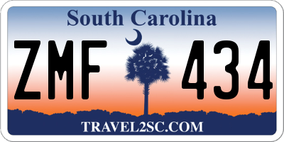 SC license plate ZMF434