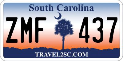 SC license plate ZMF437