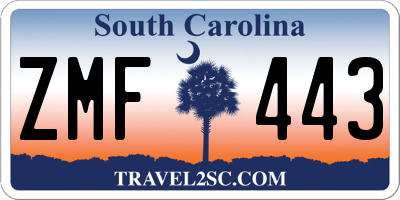 SC license plate ZMF443