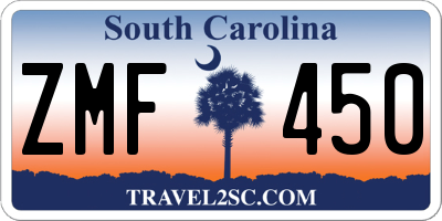 SC license plate ZMF450