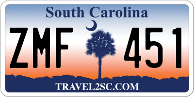 SC license plate ZMF451