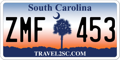 SC license plate ZMF453