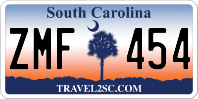 SC license plate ZMF454